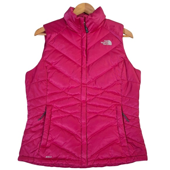 The North Face Jackets & Blazers - The North Face 550 Down Vest Womens Medium Pink Chevron Quilted Full Zip Puffer